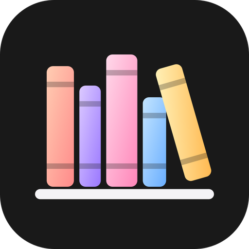 The Scrin app icon: five books on a shelf.